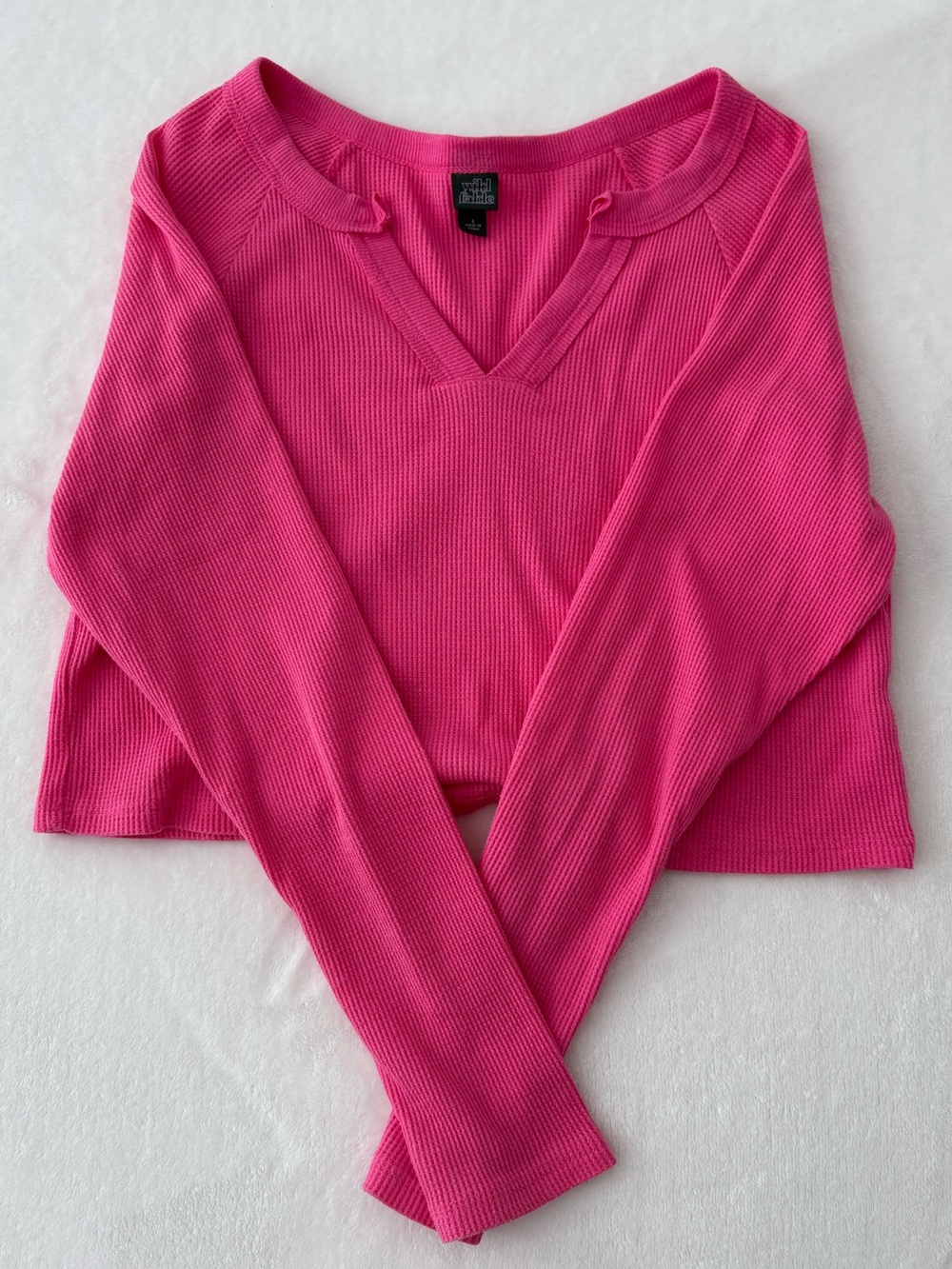 Pink Ribbed V-Neck Crop Top Sweater